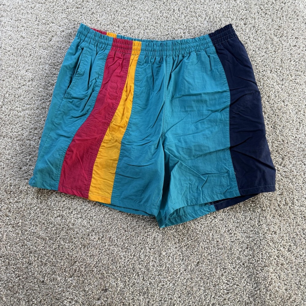 Vintage Winner Colorblock Swim Shorts Mens XL Multicolor Nylon Polyester Casual